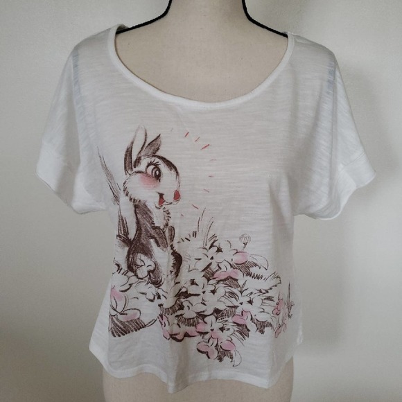 Bambi Thumper Open Back White Tshirt Sz S - Picture 1 of 6